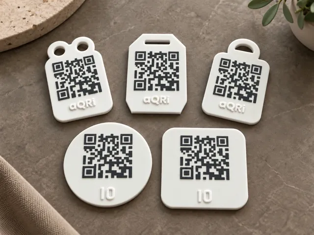aQRi Tag: cinque token e numeri tavolo avorio con QR Code in rilievo